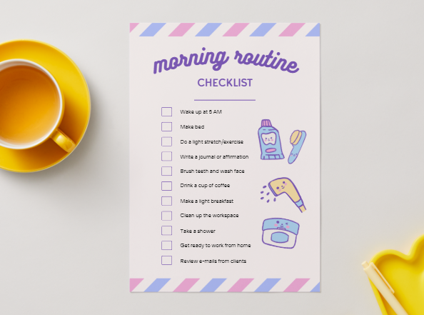 Morning Routine Checklist Planner